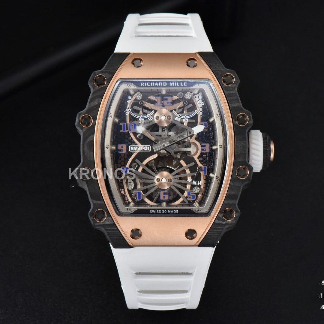 RM012 01 Tourbillon Rose Gold Case White Crown White - Authentic Movement