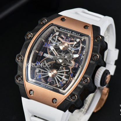 RM012 01 Tourbillon Rose Gold Case White Crown White - Authentic Movement