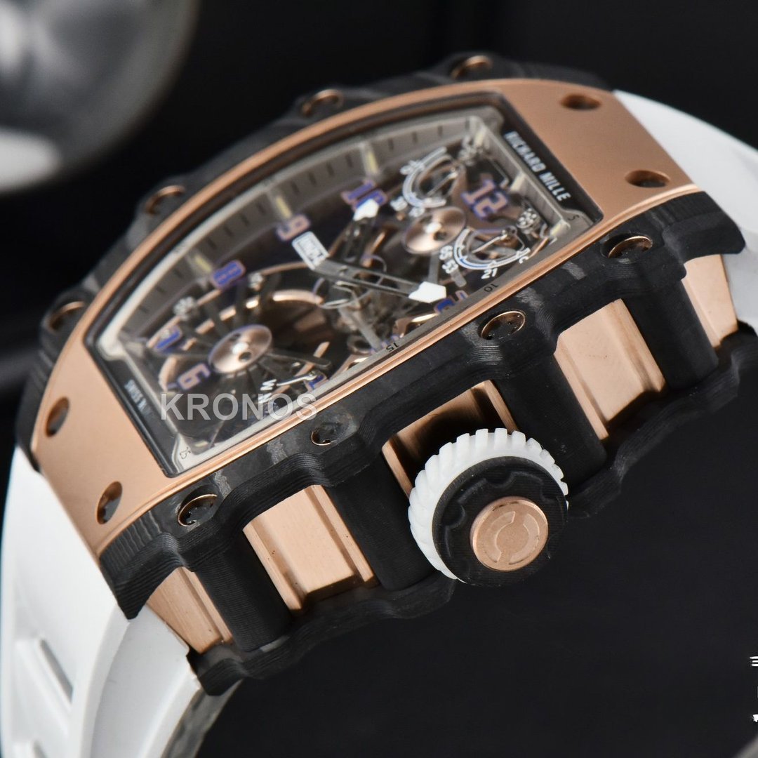 RM012 01 Tourbillon Rose Gold Case White Crown White - Authentic Movement