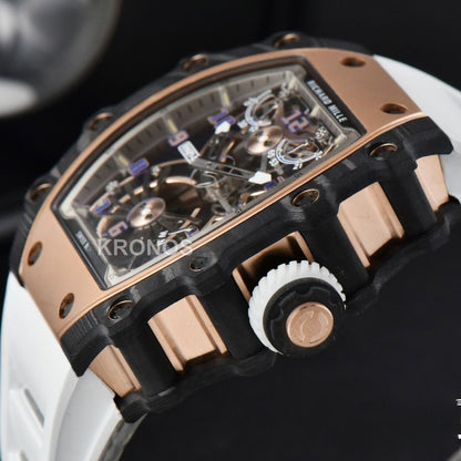 RM012 01 Tourbillon Rose Gold Case White Crown White - Authentic Movement