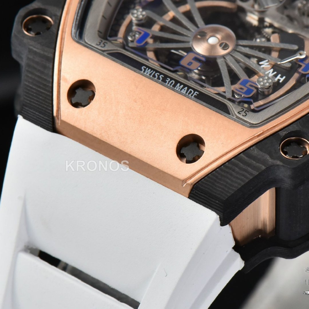 RM012 01 Tourbillon Rose Gold Case White Crown White - Authentic Movement