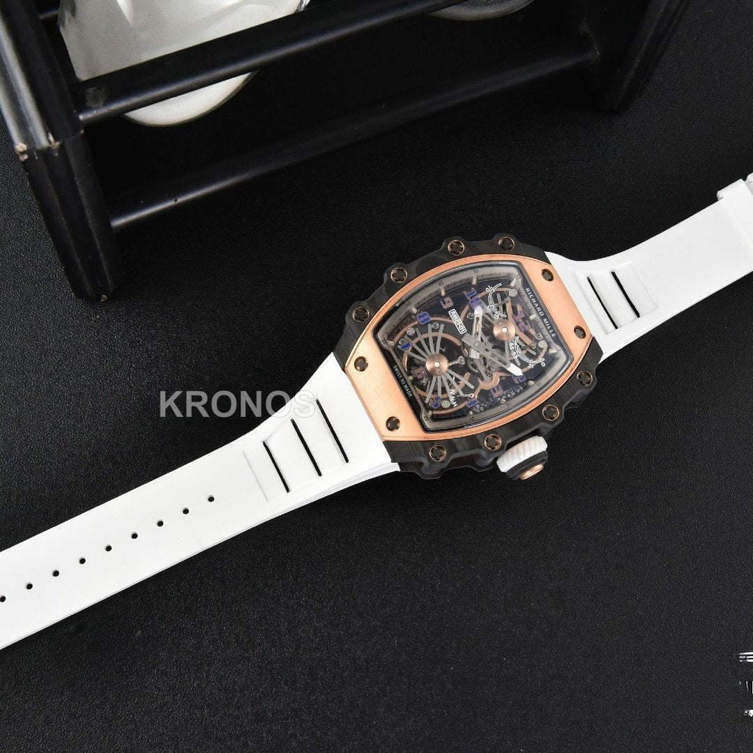 RM012 01 Tourbillon Rose Gold Case White Crown White - Authentic Movement