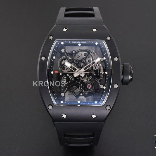 Rm055 Real Ceramic 47.5mm Skeleton Dial Silver Hands Black Rmul2 - Authentic Movement