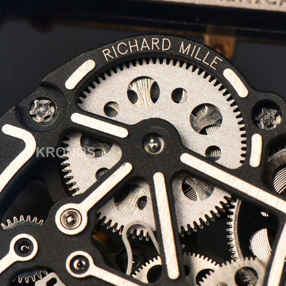 Rm055 Ceramic 42.7mm Black White Skeleton Dial Black Crown Black Rmul2 - Authentic Movement