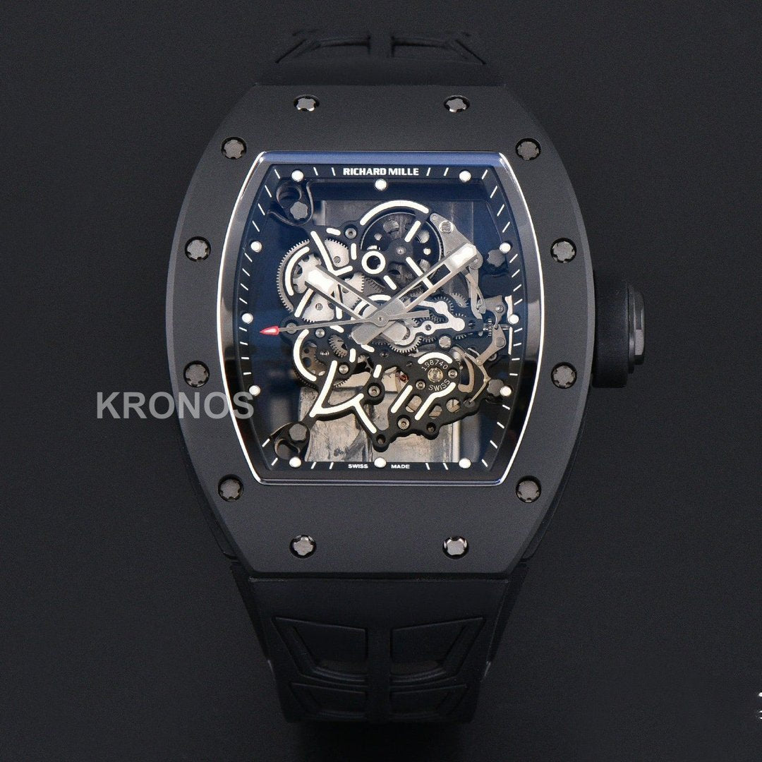 RM055 Ceramic 42.7mm Black Black Skeleton Dial Black Crown Black RMUL2 - Authentic Movement