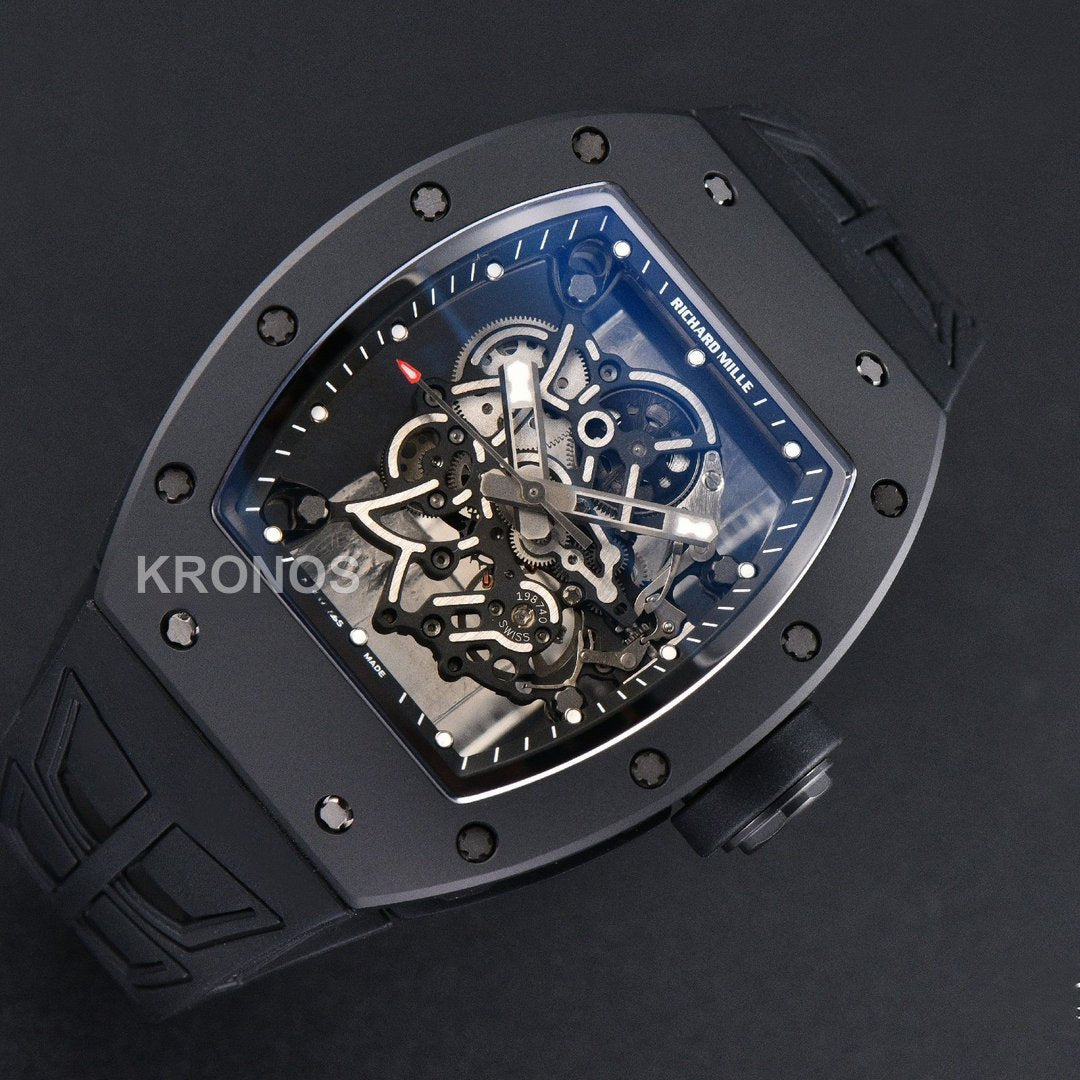 RM055 Ceramic 42.7mm Black Black Skeleton Dial Black Crown Black RMUL2 - Authentic Movement