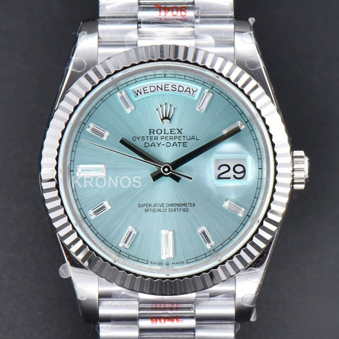 Day-Date 36mm Ice Blue Dial Diamond Marker - Authentic Movement
