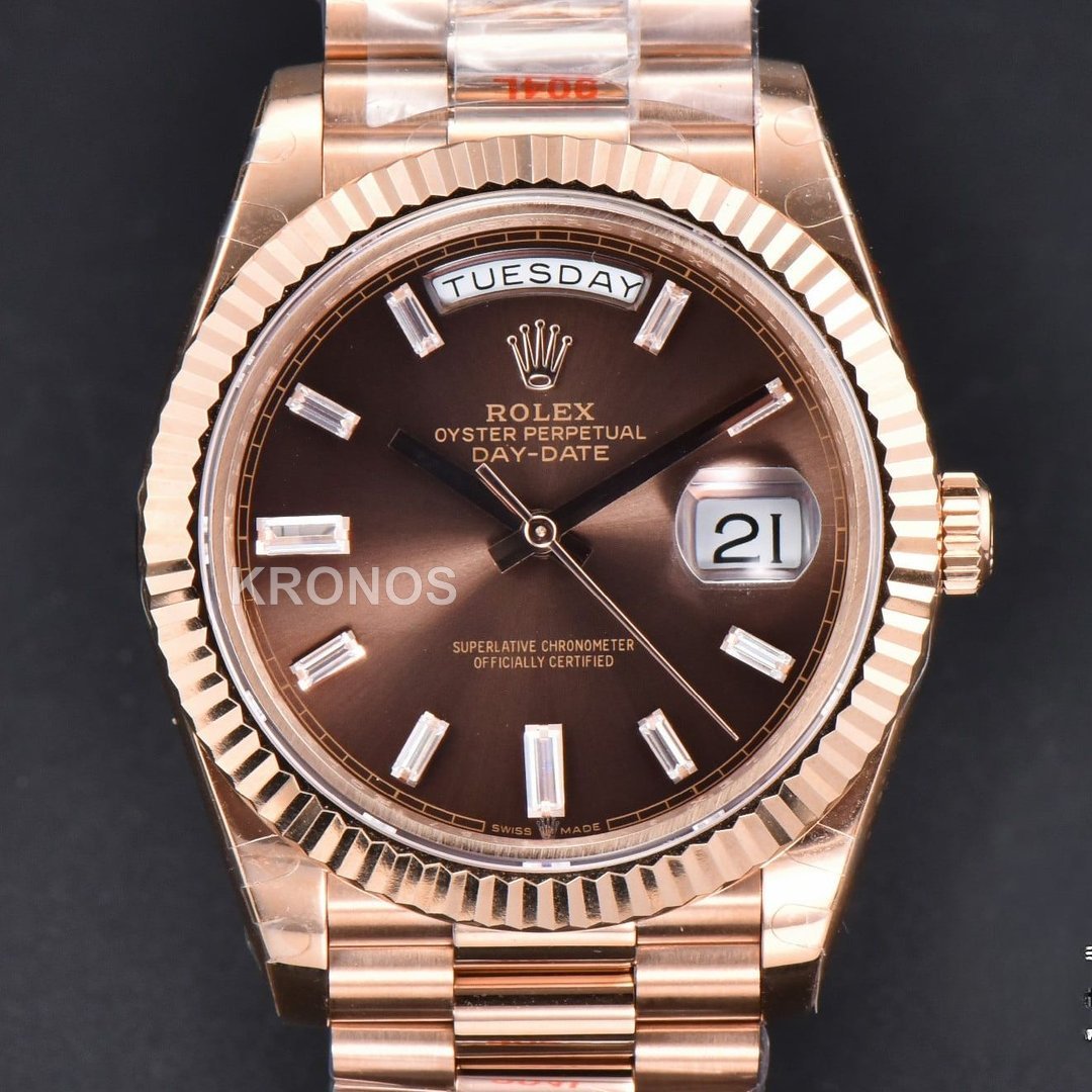 Daydate 40mm Brown Dial Diamond- Authentic Movement