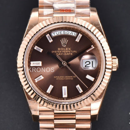Daydate 40mm Brown Dial Diamond- Authentic Movement