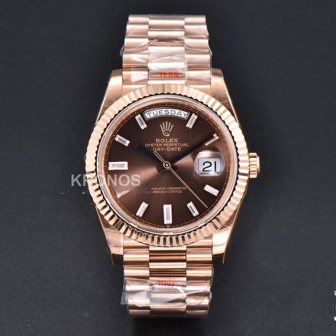 Daydate 40mm Brown Dial Diamond- Authentic Movement