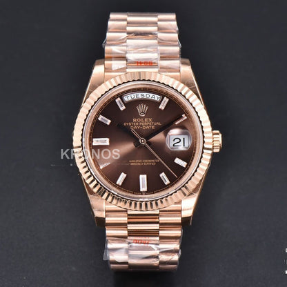Daydate 40mm Brown Dial Diamond- Authentic Movement