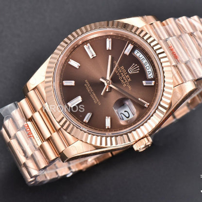 Daydate 40mm Brown Dial Diamond- Authentic Movement
