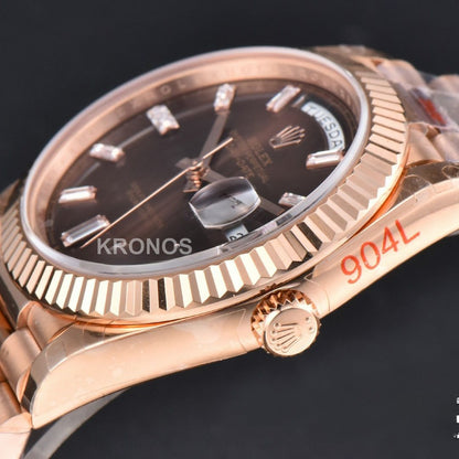 Daydate 40mm Brown Dial Diamond- Authentic Movement