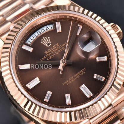 Daydate 40mm Brown Dial Diamond- Authentic Movement