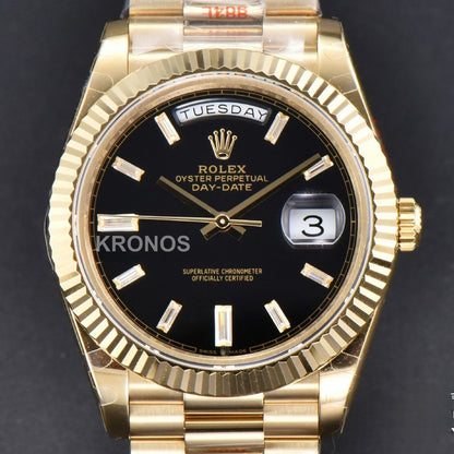 Day-Date 40mm Black Dial Diamond Authentic Movement