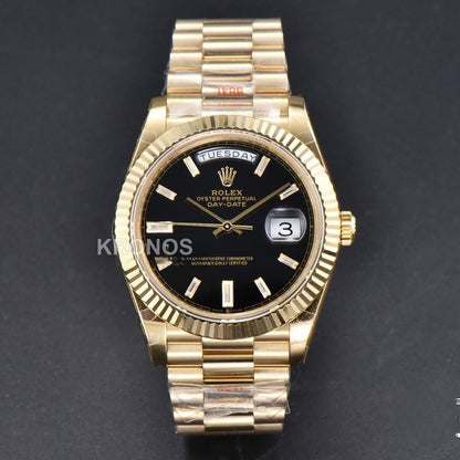 Day-Date 40mm Black Dial Diamond Authentic Movement