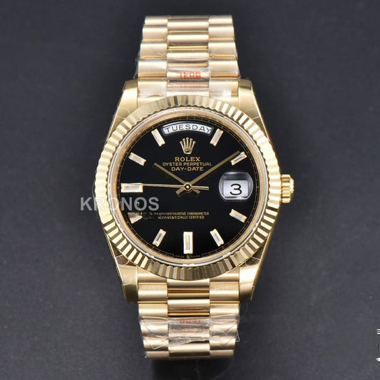 Day-Date 40mm Black Dial Diamond Authentic Movement