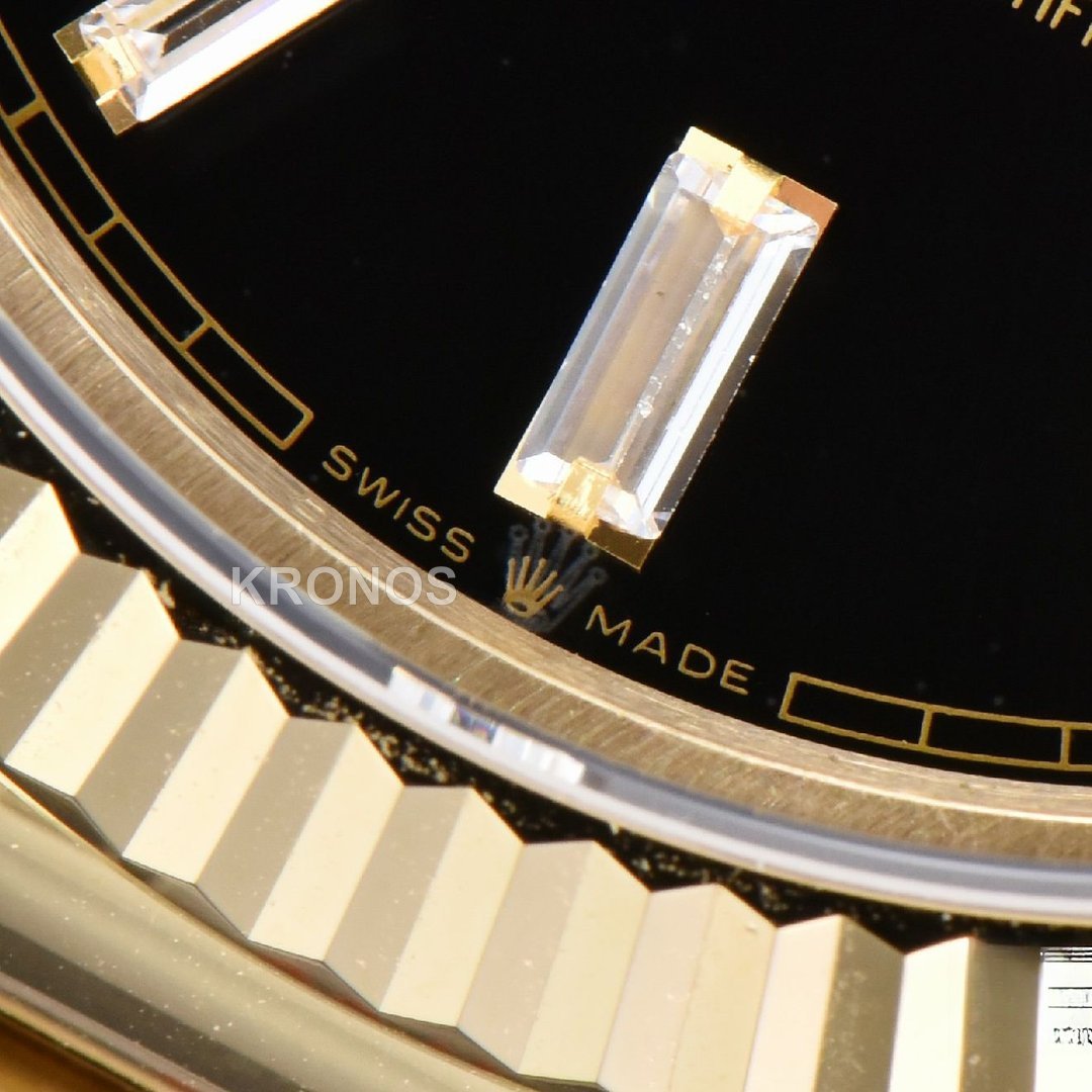 Day-Date 40mm Black Dial Diamond Authentic Movement