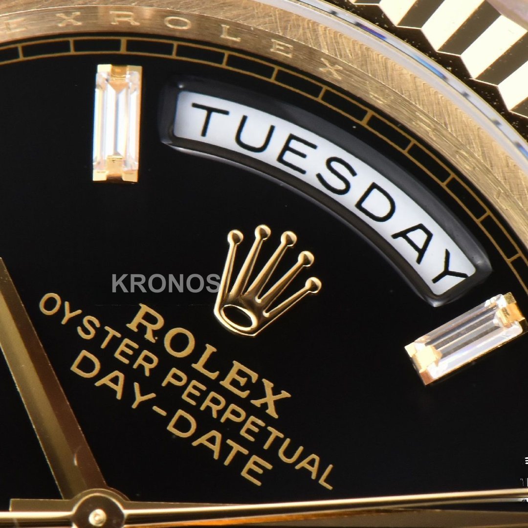 Day-Date 40mm Black Dial Diamond Authentic Movement