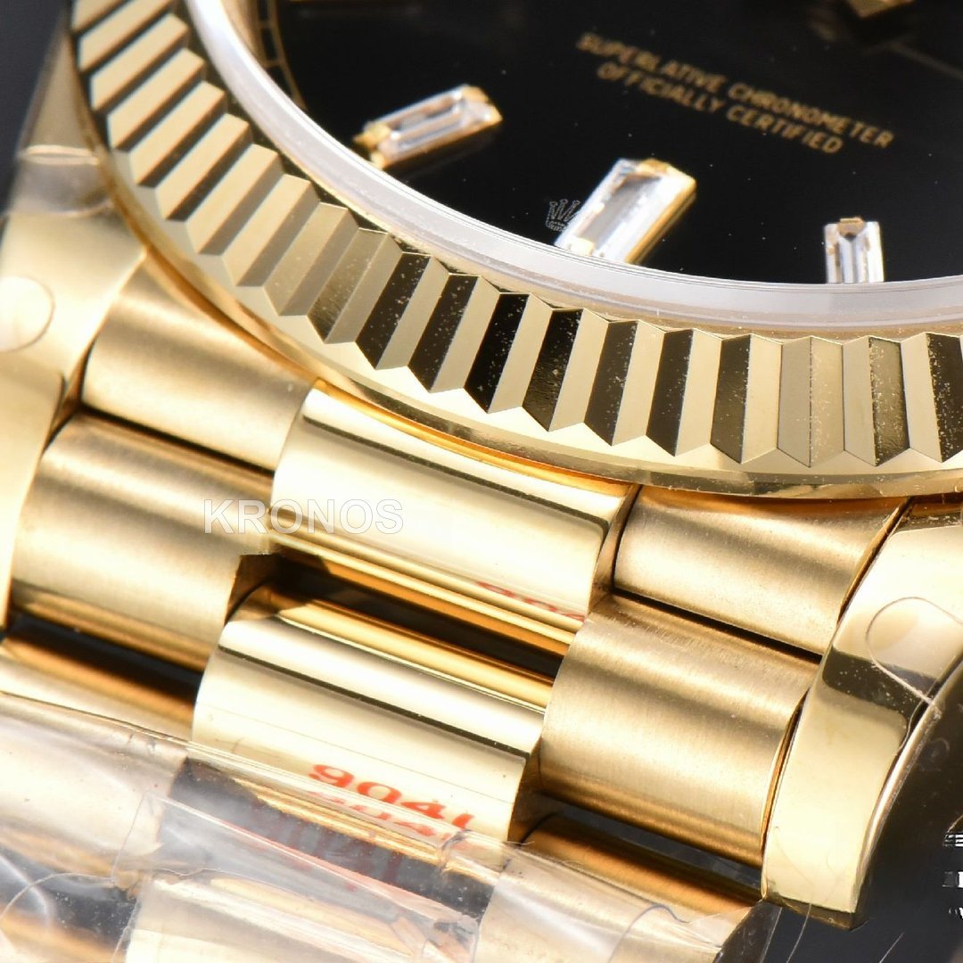 Day-Date 40mm Black Dial Diamond Authentic Movement
