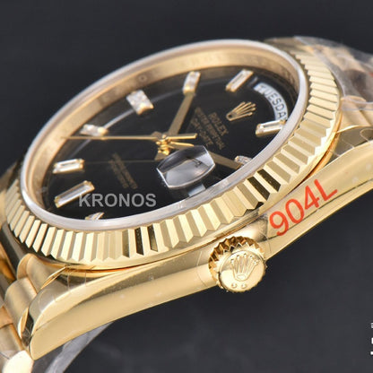 Day-Date 40mm Black Dial Diamond Authentic Movement