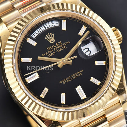 Day-Date 40mm Black Dial Diamond Authentic Movement