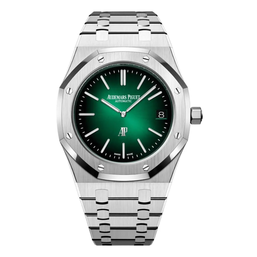 Royal Oak Steel Green Dial reloj de lujo accesible Kronos Relojes