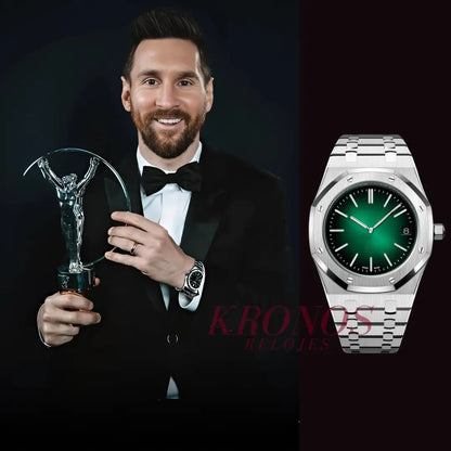 Royal Oak Steel Green Dial Kronos reloj lujo para hombre mujer unisex
