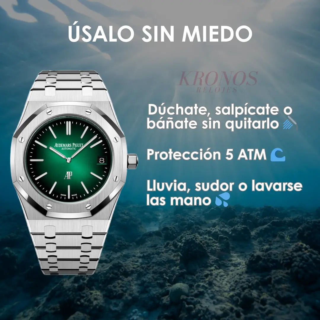 Royal Oak Steel Green Dial Kronos reloj lujo para hombre mujer unisex