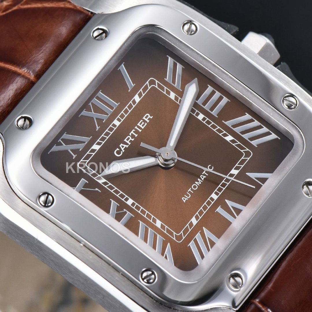 Santos Medium 35mm Brown Dial Brown - Authentic Movement