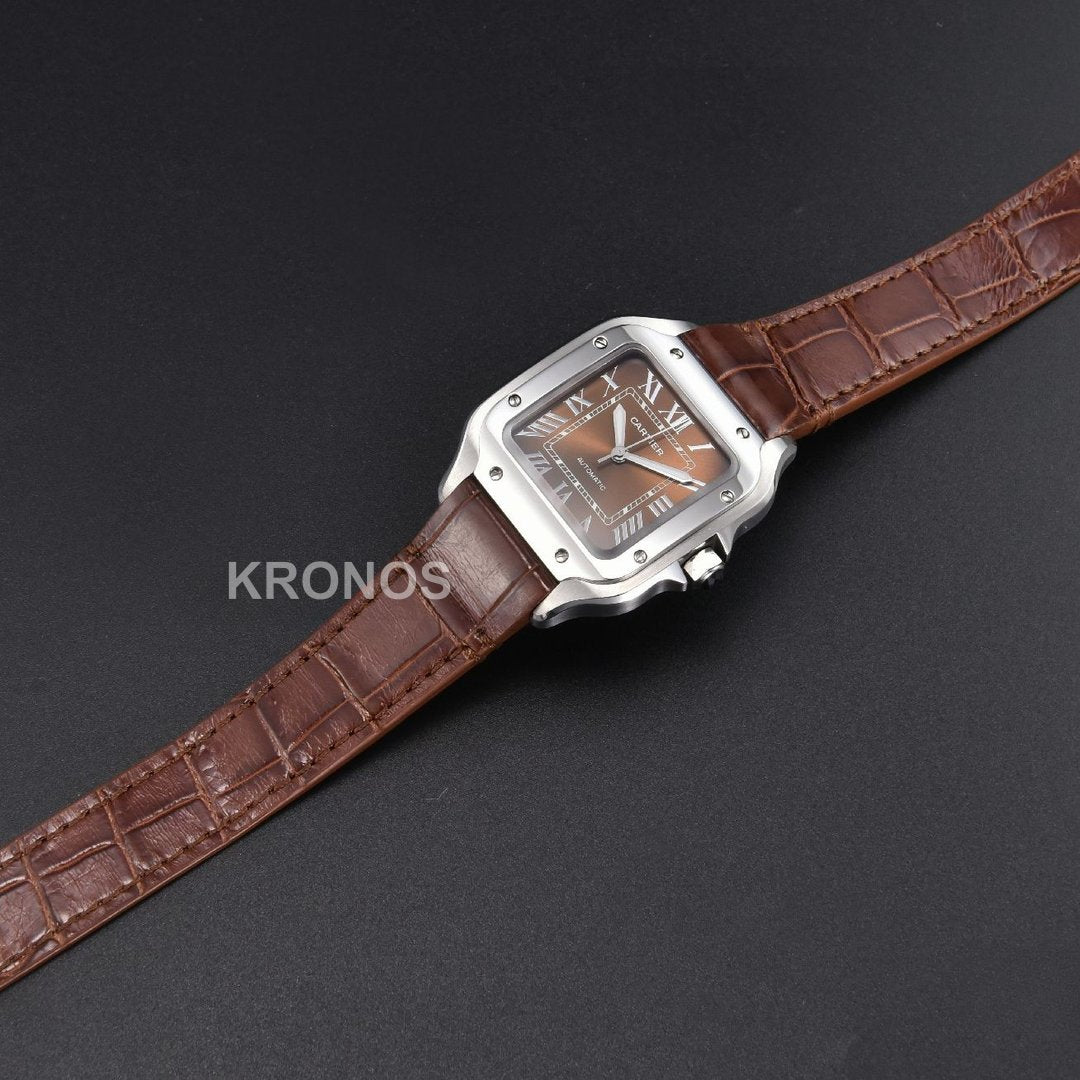 Santos Medium 35mm Brown Dial Brown - Authentic Movement