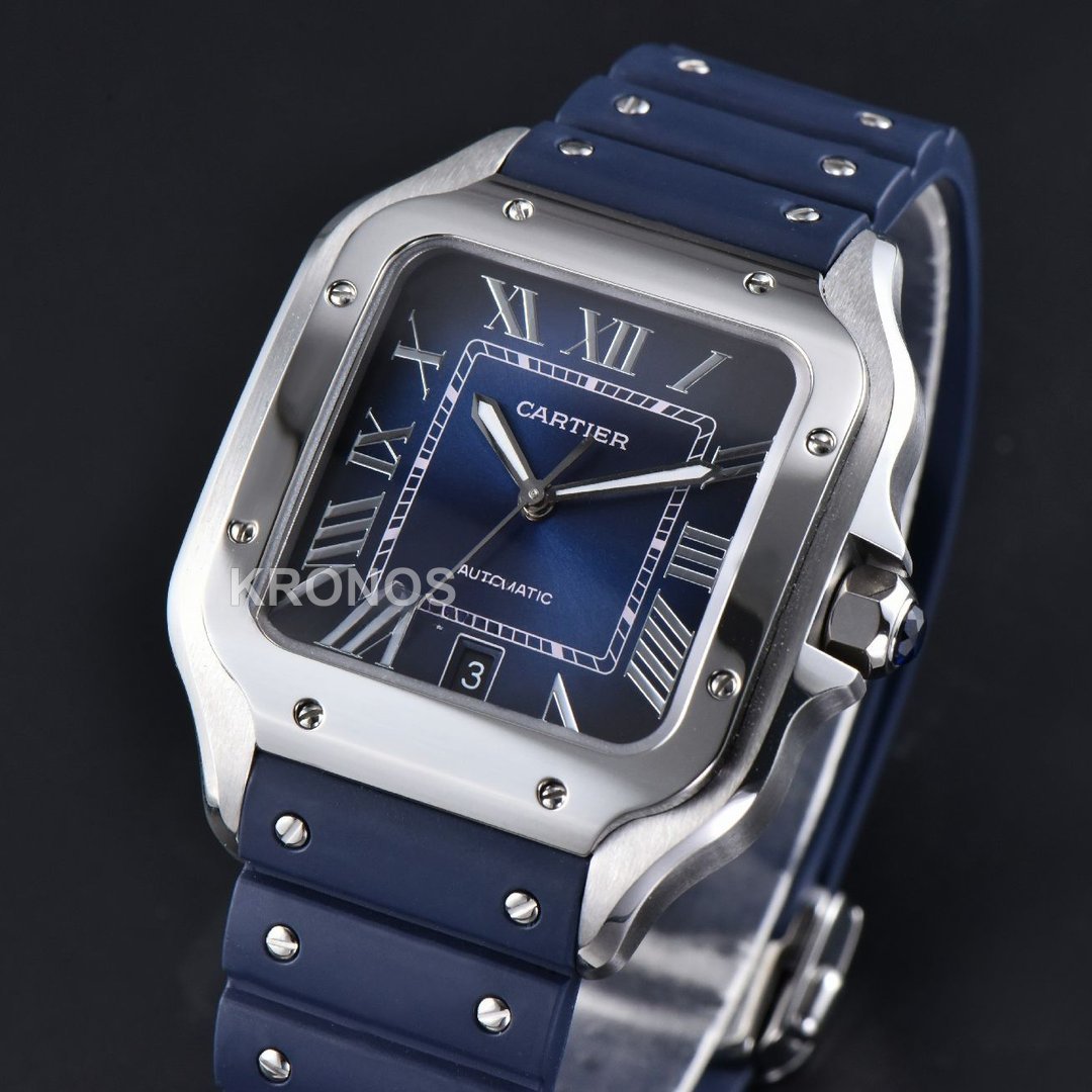Santos Large 40mm Blue Dial Blue - Authentic Movement