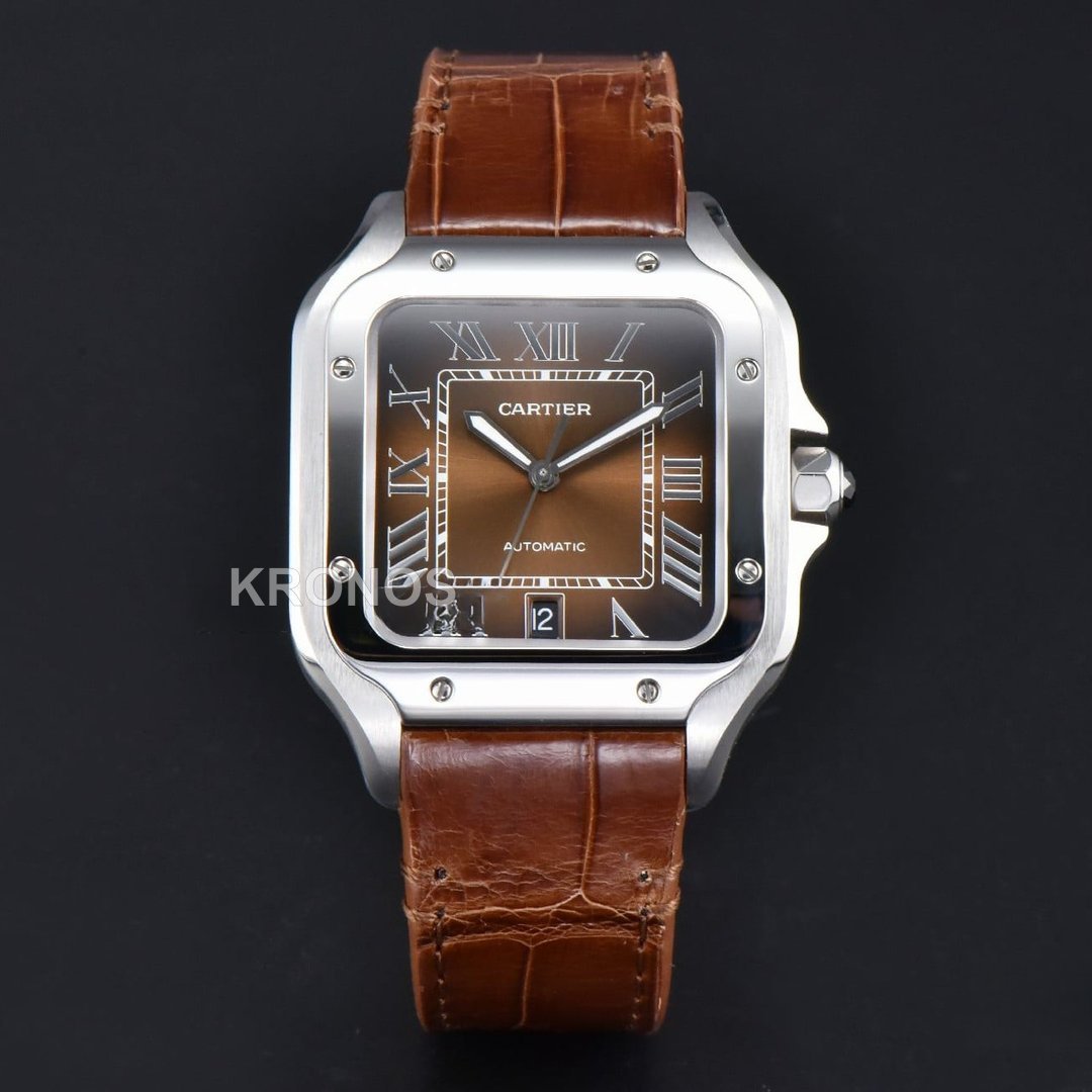 Santos Large 40mm Brown Dial Brown - Authentic Movement