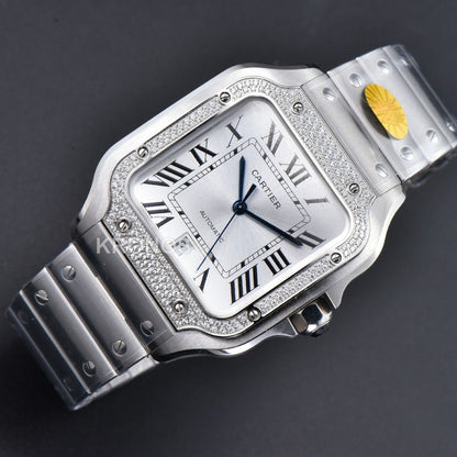 Santos XL 40mm White Dial Diamond - Authentic Movement