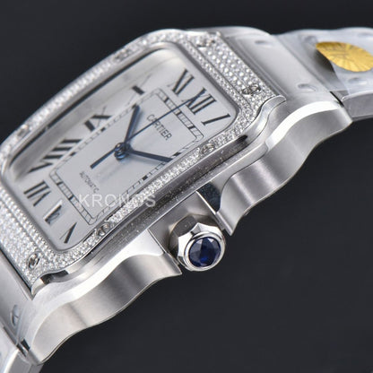 Santos XL 40mm White Dial Diamond - Authentic Movement