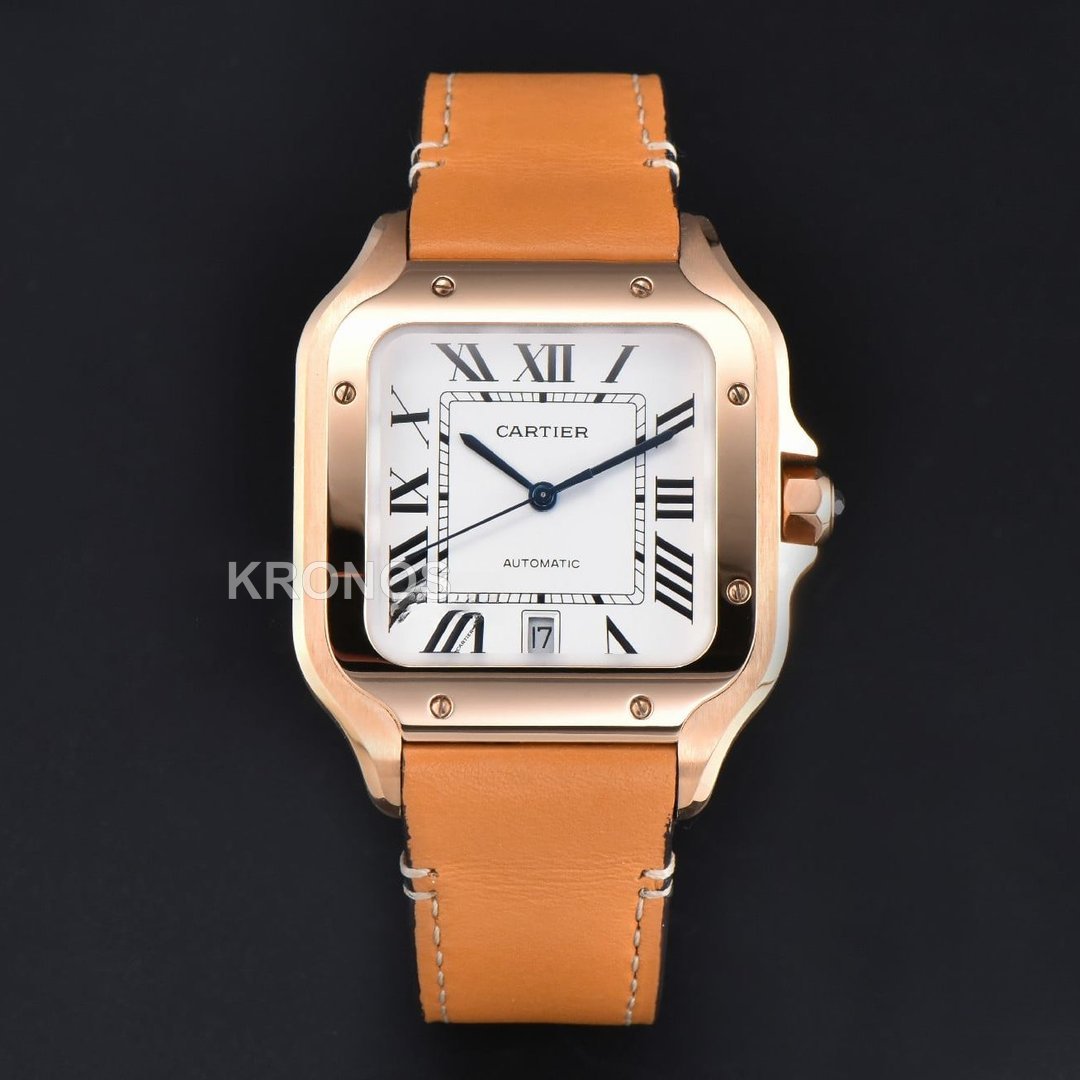 Santos XL 40mm White Dial Orange - Authentic Movement