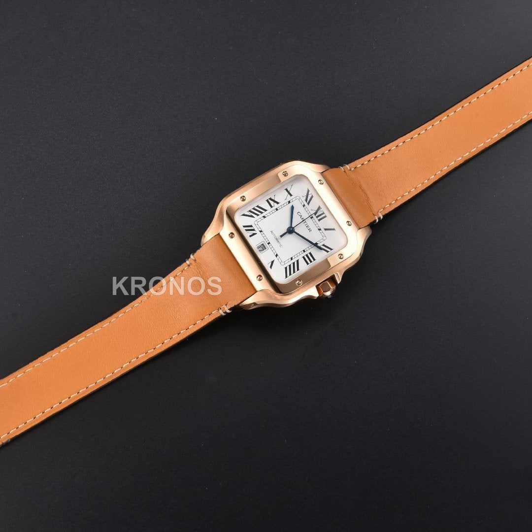 Santos XL 40mm White Dial Orange - Authentic Movement