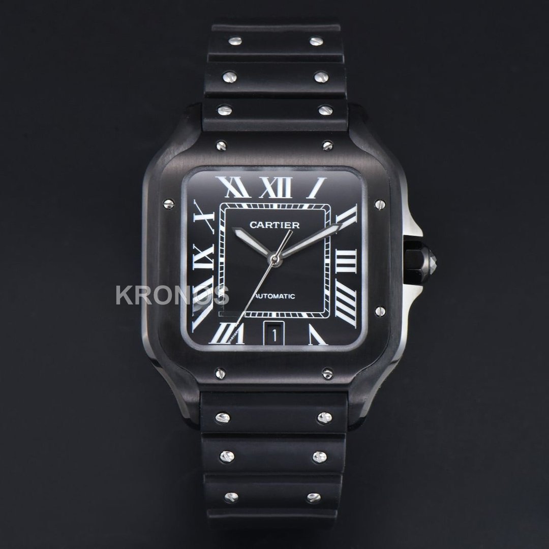 Santos De Cartier XL 40mm PVD AF Black Dial Black Miyota - Authentic Movement