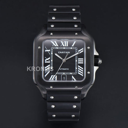 Santos De Cartier XL 40mm PVD AF Black Dial Black Miyota - Authentic Movement