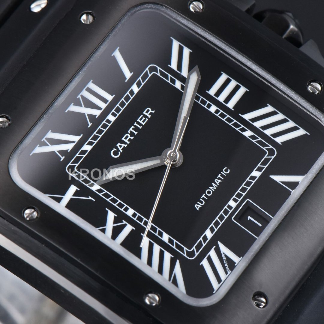 Santos De Cartier XL 40mm PVD AF Black Dial Black Miyota - Authentic Movement