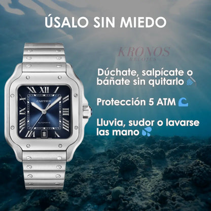 Reloj Santos Blue Dial elegante formal Kronos Relojes México