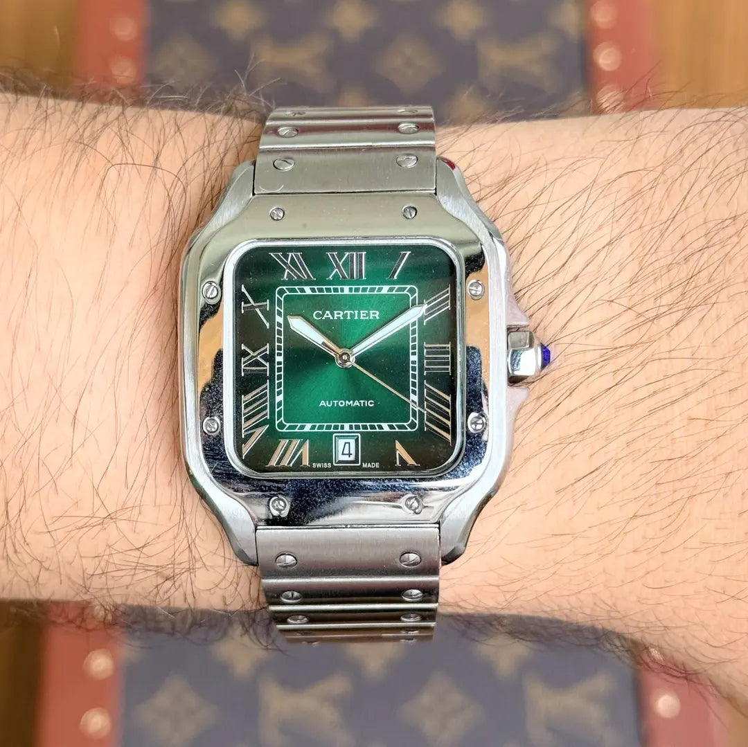 Esfera verde degradado Santos Steel reloj de lujo accesible Kronos