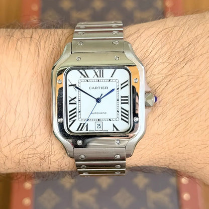 Correa de acero del reloj Santos Steel White Dial Kronos