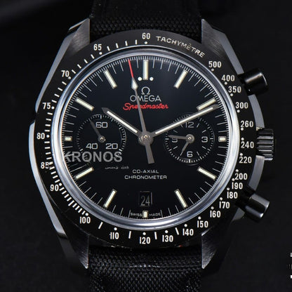 Speedmaster 'Dark Side Of The Moon' Real Ceramic Omf 44mm Black Dial Nylon Strap - Authentic Movement