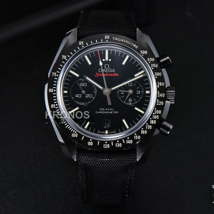 Speedmaster 'Dark Side Of The Moon' Real Ceramic Omf 44mm Black Dial Nylon Strap - Authentic Movement