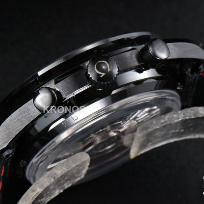 Speedmaster 'Dark Side Of The Moon' Real Ceramic Omf 44mm Black Dial Nylon Strap - Authentic Movement