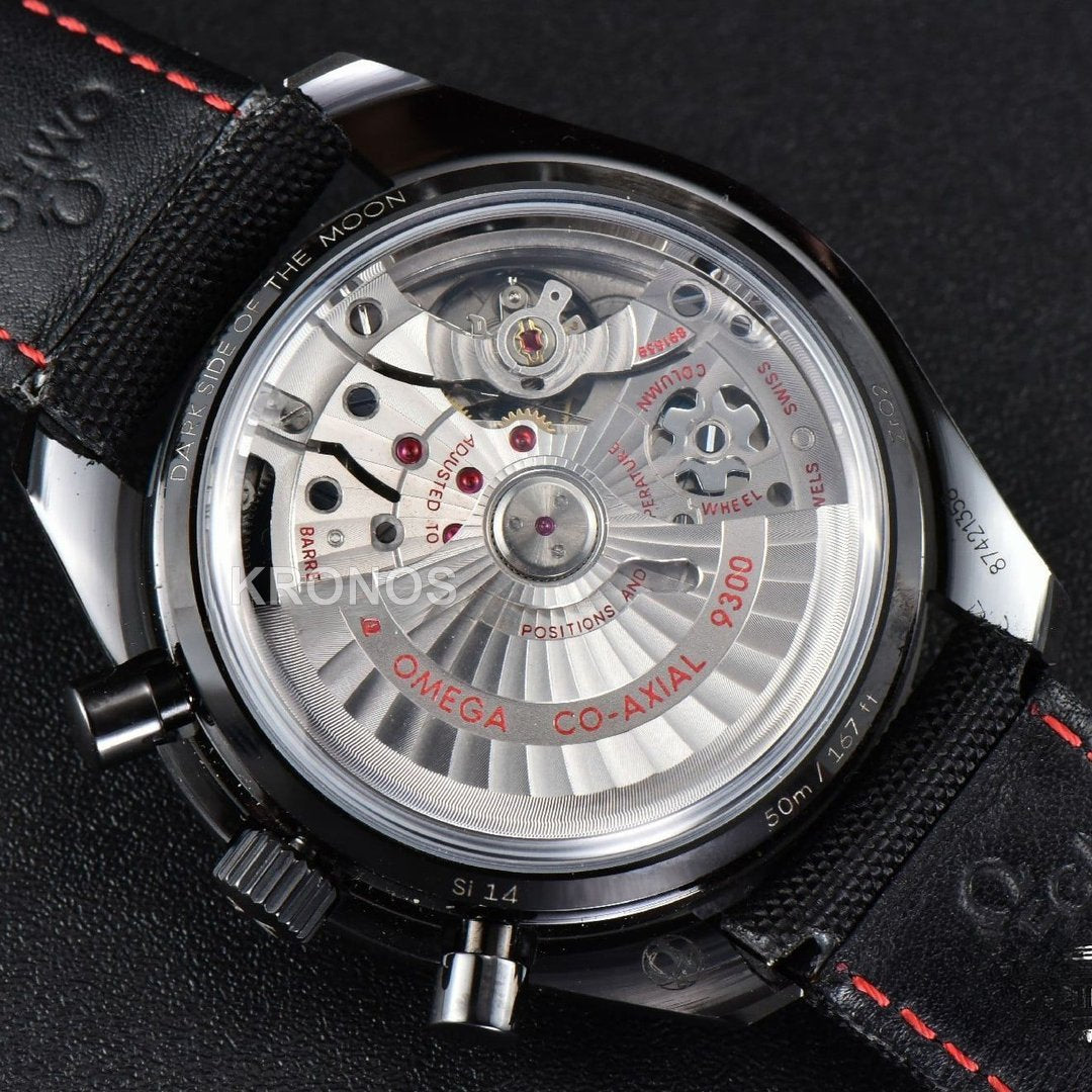 Speedmaster 'Dark Side Of The Moon' Real Ceramic Omf 44mm Black Dial Nylon Strap - Authentic Movement