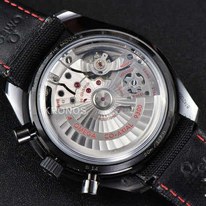 Speedmaster 'Dark Side Of The Moon' Real Ceramic Omf 44mm Black Dial Nylon Strap - Authentic Movement