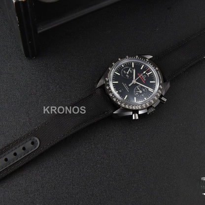 Speedmaster 'Dark Side Of The Moon' Real Ceramic Omf 44mm Black Dial Nylon Strap - Authentic Movement