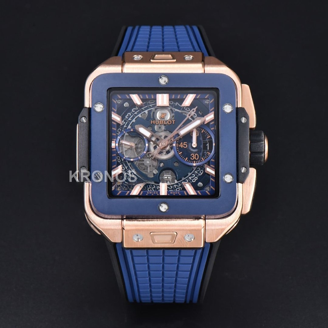 Square Bang Unico 42mm Blue Bezel Blue Skeleton Dial Blue A1280 - Authentic Movement
